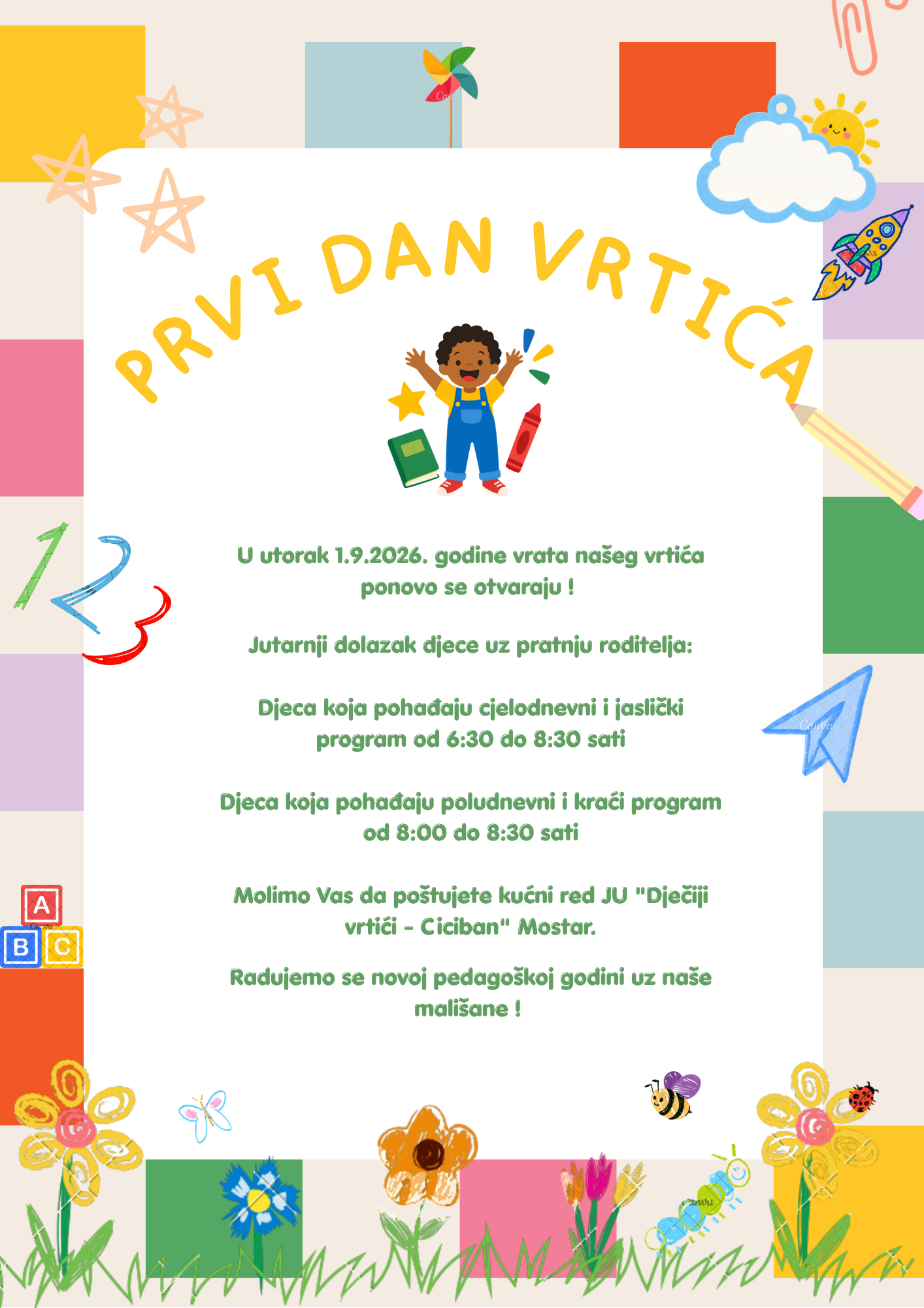 Obavještenje: Prvi dan vrtića